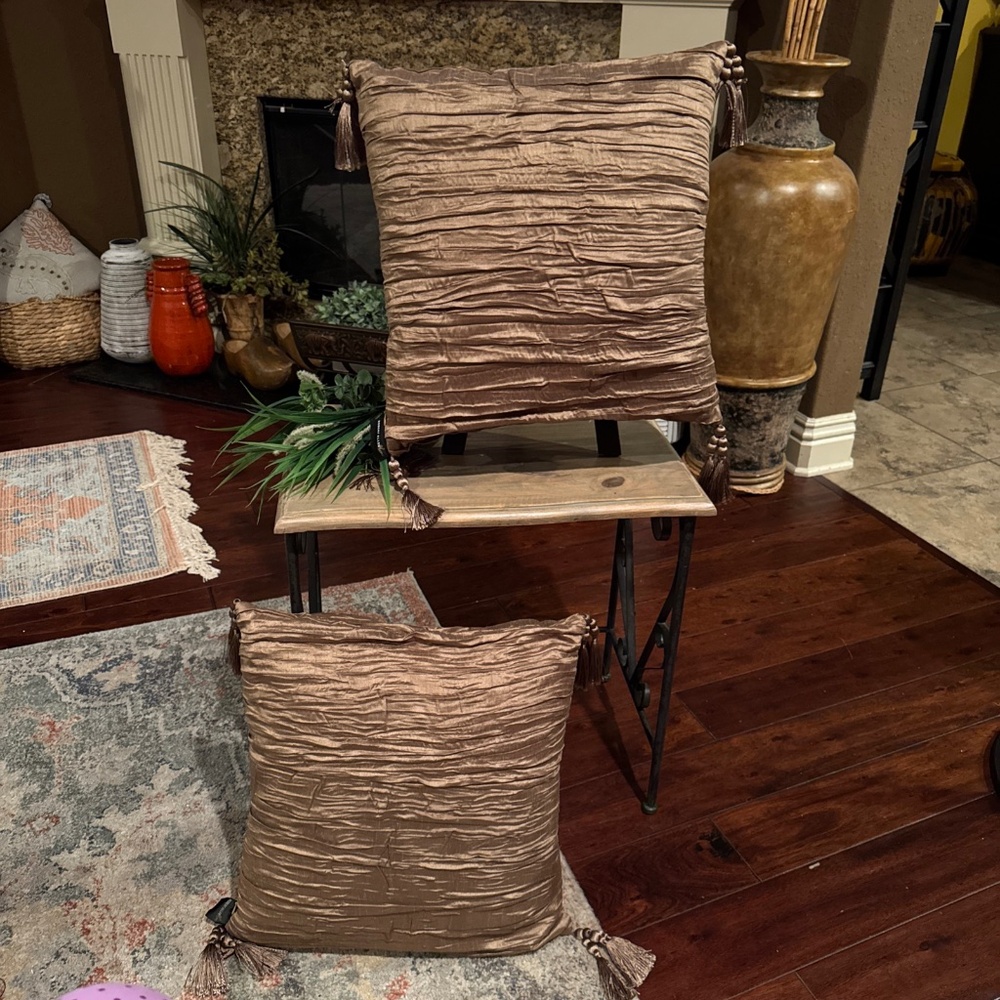 Robert Allen Home Decorative Gold Pleated Pillows Set